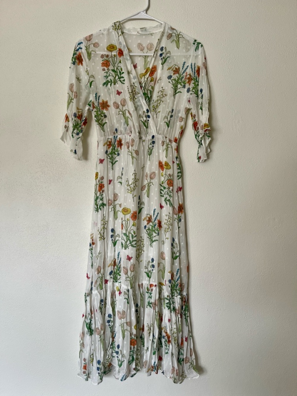 NWOT White Floral Dress - Lightweight Garden Print